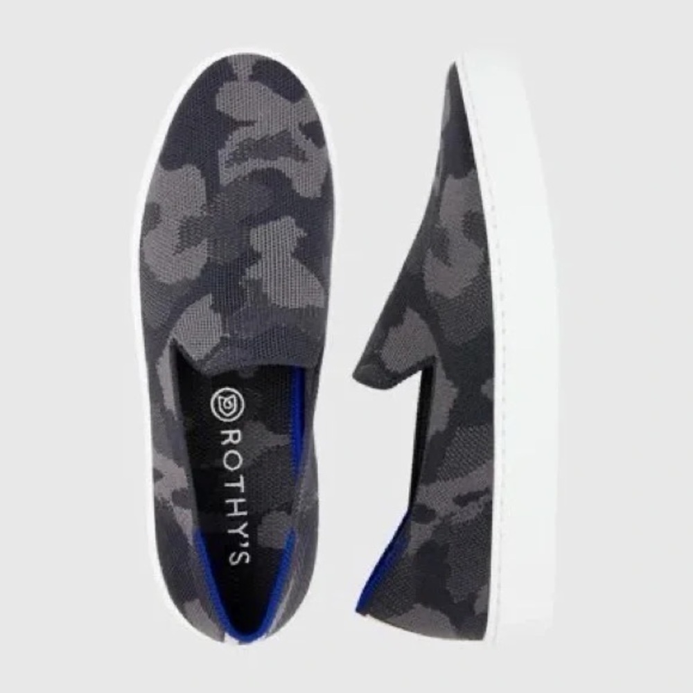 Rothy’s The Original Slip On Sneaker Black Grey Camo Retired Color